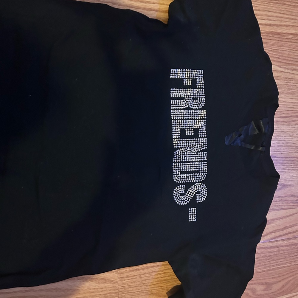 VLONE Black Tee with Silver 'FRIENDS' Graphic